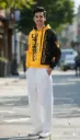 Spring Autumn Korean Men Hooded Long Sleeve T-Shirt Harajuku Men Clothing Print Top Mens