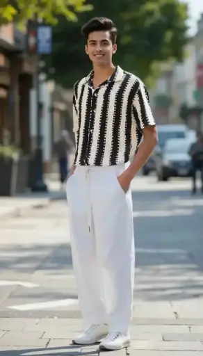 Mens New Pure Crochet Cotton Black Shirt So Buy Now Guys...